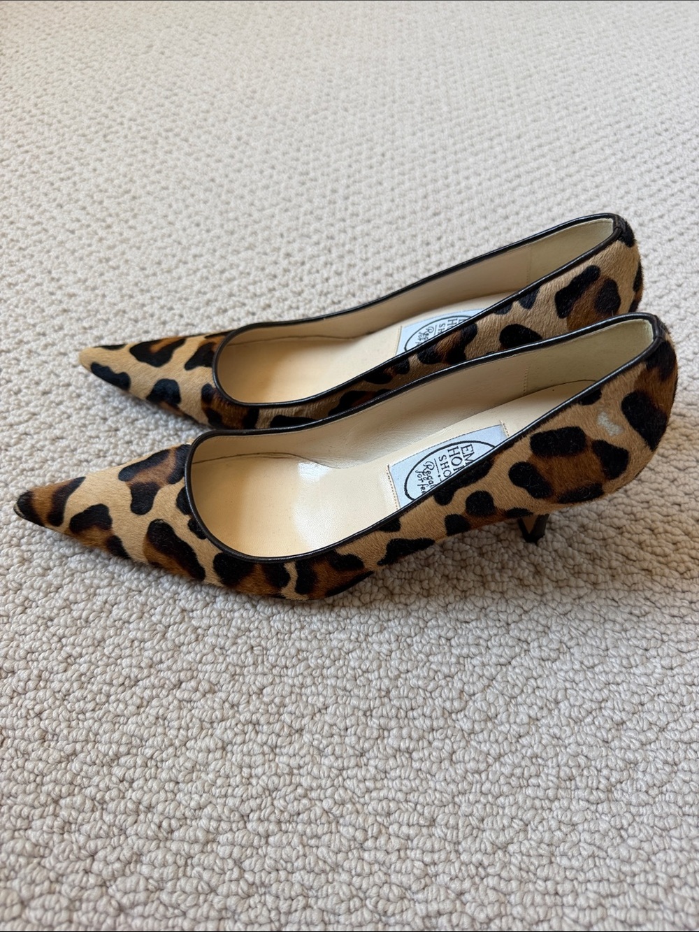 Emma Hope Leopard Print Pointed Toe Pumps - Tan/Black - Picture 4 of 10